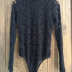 Cassidy Black Lace Long-Sleeve Bodysuit